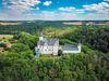 Das Schloss Rochsburg aus der Vogelperspektive. 
